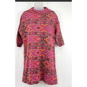 Peruvian Connection Pink Aztec Pattern Pima Cotton Knit Dress‎ XS/Small MINT